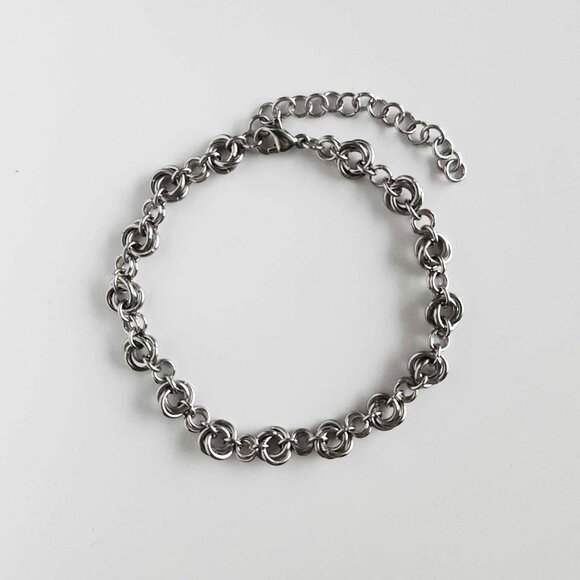 Hand Crafted Jewelry - Vintage classic chainmail mobius rose mini silver bracelet